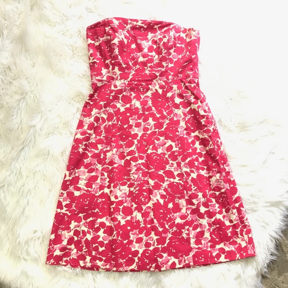 J. Crew Dresses & Skirts - J. Crew Magenta Pink White Cotton Floral Strapless